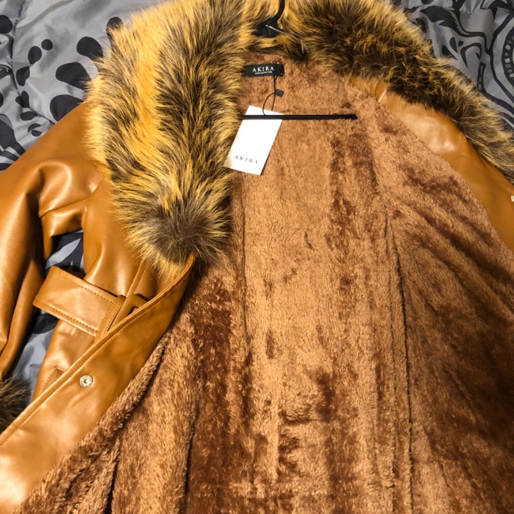 KAYA FUR LINED TRENCH IN TAN - M LAST ONE - Picture 3 of 3